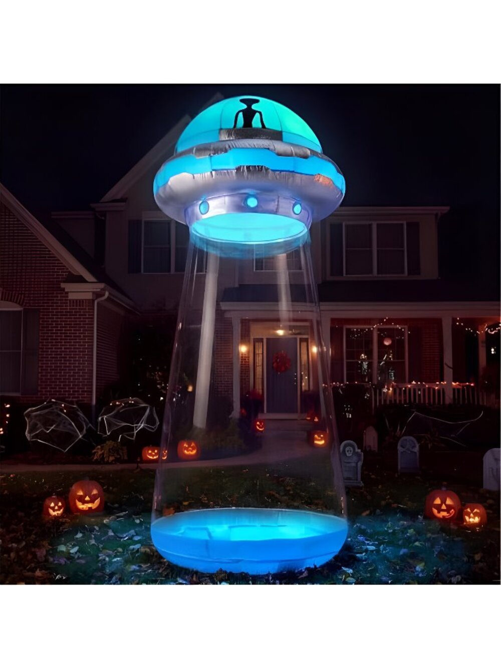 Joiedomi 9 FT Tall Halloween Inflatable UFO Cow Abduction Outdoor Decoration,